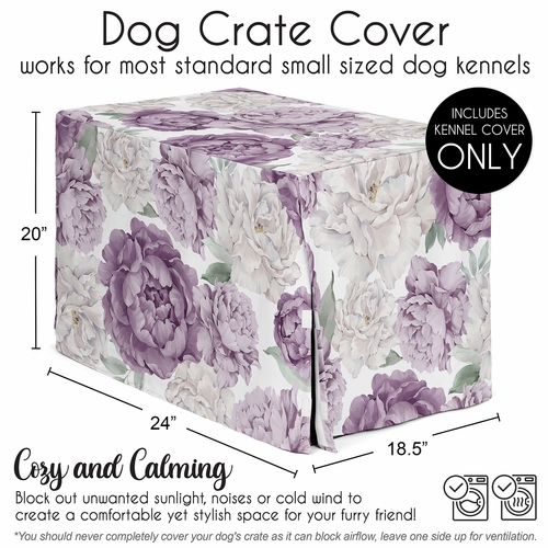 Peony Floral Garden Lavender Purple and Ivory Collection Dog Crate Kennel Cover 24in. - alt image 4