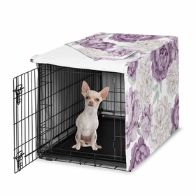 Peony Floral Garden Lavender Purple and Ivory Collection Dog Crate Kennel Cover 24in.
