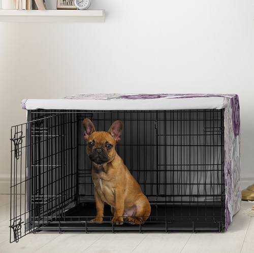 Peony Floral Garden Lavender Purple and Ivory Collection Dog Crate Kennel Cover 30in. - alt image 1