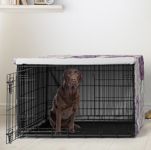 Peony Floral Garden Lavender Purple and Ivory Collection Dog Crate Kennel Cover 42in. - alt image 1