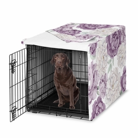Peony Floral Garden Lavender Purple and Ivory Collection Dog Crate Kennel Cover 42in.