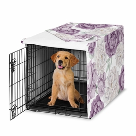 Peony Floral Garden Lavender Purple and Ivory Collection Dog Crate Kennel Cover 36in.