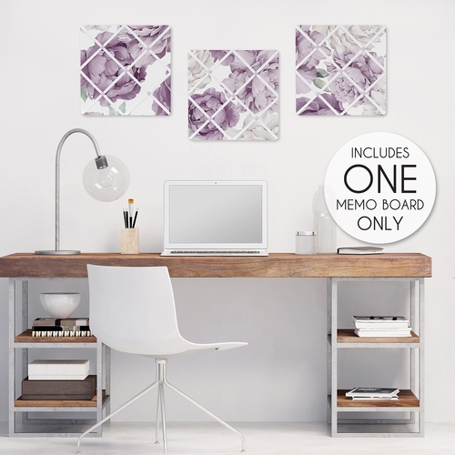 Peony Floral Garden Lavender Purple and Ivory Collection Fabric Memo Board - alt image 1