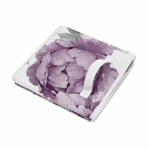Peony Floral Garden Lavender Purple and Ivory Collection Foldable Fabric Storage Bins - alt image 3