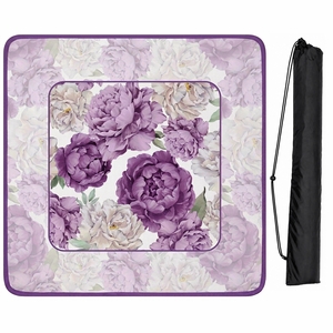 Peony Floral Garden Lavender Purple and Ivory Collection Mahjong Mat for Table - Shipped Rolled