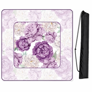 Peony Floral Garden Lavender Purple and Ivory Collection Mahjong Mat for Table - Shipped Rolled