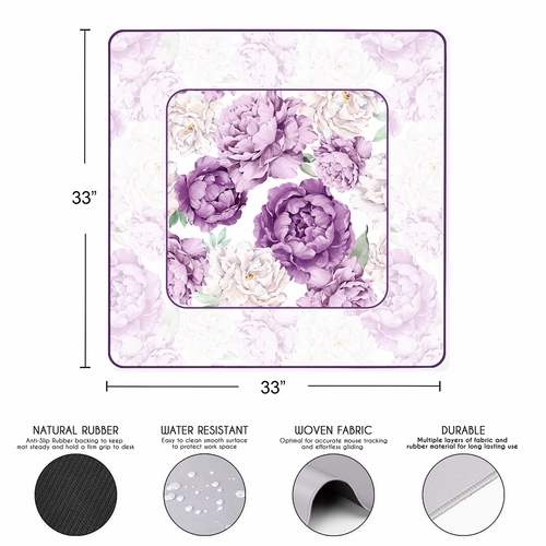 Peony Floral Garden Lavender Purple and Ivory Collection Mahjong Mat for Table - Shipped Rolled - alt image 2
