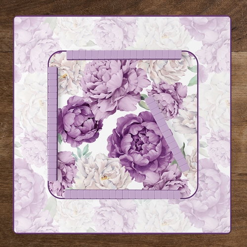 Peony Floral Garden Lavender Purple and Ivory Collection Mahjong Mat for Table - Shipped Rolled - alt image 5