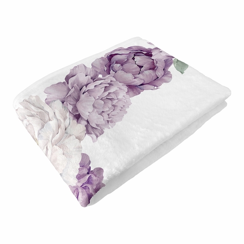Peony Floral Garden Lavender Purple and Ivory Collection Monthly Milestone Baby Blanket - alt image 5