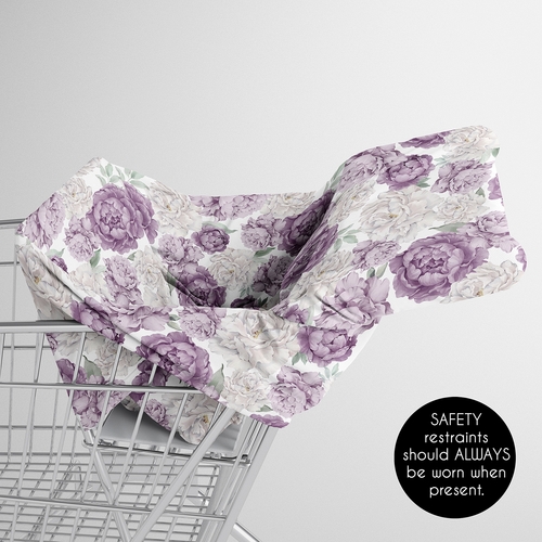 Peony Floral Garden Lavender Purple and Ivory Collection Multi Use Baby Car Seat and Nursing Cover - alt image 3