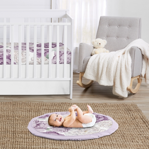 Peony Floral Garden Lavender Purple and Ivory Collection Playmat - alt image 1