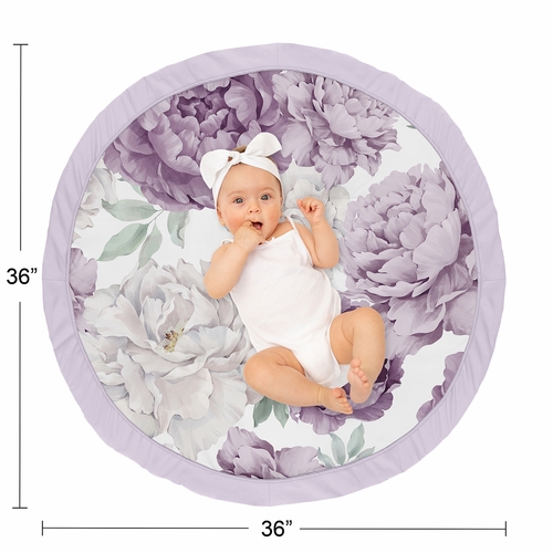 Peony Floral Garden Lavender Purple and Ivory Collection Playmat - alt image 3
