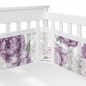 Peony Floral Garden Lavender Purple and Ivory Collection Sweet Jojo Designs + BreathableBaby Breathable Mesh Crib Liner Pad