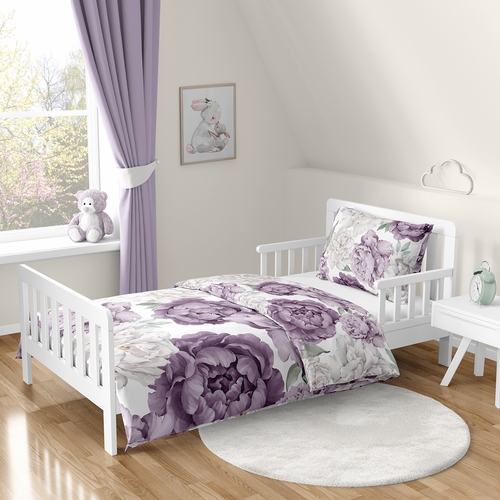 Peony Floral Garden Lavender Purple and Ivory Collection Toddler Bedding