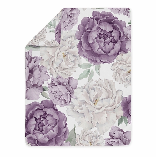 Peony Floral Garden Lavender Purple and Ivory Collection Toddler Bedding - alt image 3