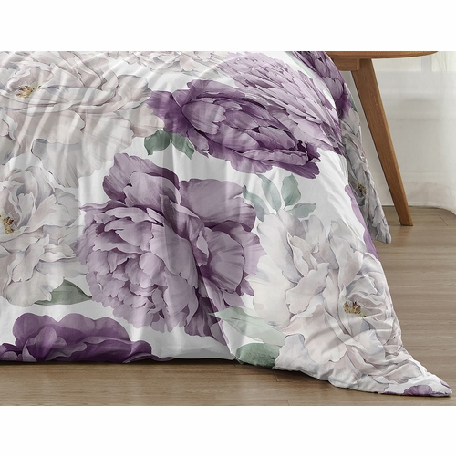 Peony Floral Garden Lavender Purple and Ivory Collection Twin Bedding - alt image 5