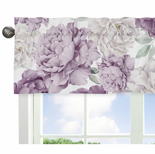 Peony Floral Garden Lavender Purple and Ivory Collection Window Valance - alt image 3