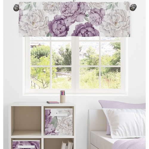 Peony Floral Garden Lavender Purple and Ivory Collection Window Valance - alt image 1