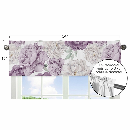 Peony Floral Garden Lavender Purple and Ivory Collection Window Valance - alt image 4