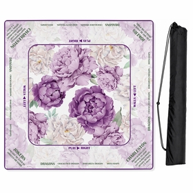 Peony Floral Garden Lavender Purple & Ivory Collection Mahjong Mat for Table with Rules - Shipped Rolled