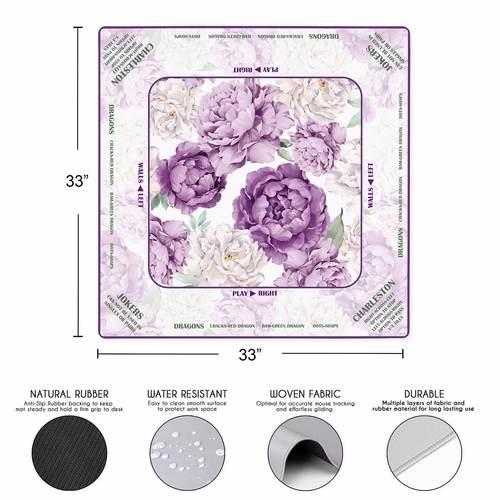 Peony Floral Garden Lavender Purple & Ivory Collection Mahjong Mat for Table with Rules - Shipped Rolled - alt image 2