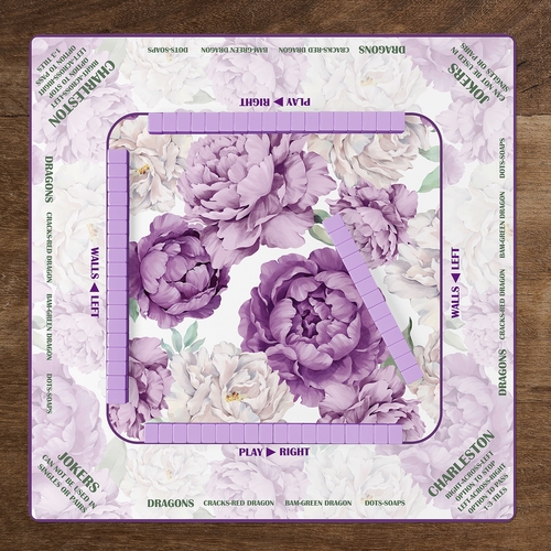 Peony Floral Garden Lavender Purple & Ivory Collection Mahjong Mat for Table with Rules - Shipped Rolled - alt image 5