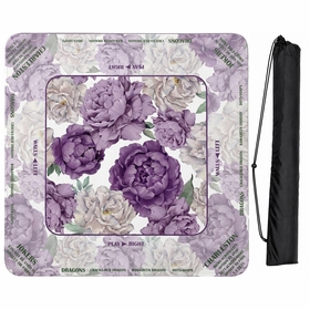 Peony Floral Garden Lavender Purple & Ivory Collection Mahjong Mat for Table with Rules - Shipped Rolled