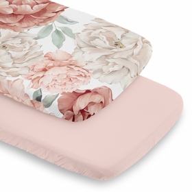 Peony Floral Garden Pink and Ivory Collection 2 Pack Baby Bassinet Fitted Sheets