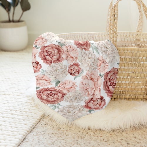 Peony Floral Garden Pink and Ivory Collection Baby Swaddle Blanket - alt image 3
