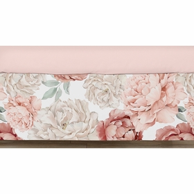 Peony Floral Garden Pink and Ivory Collection Crib Bed Skirt