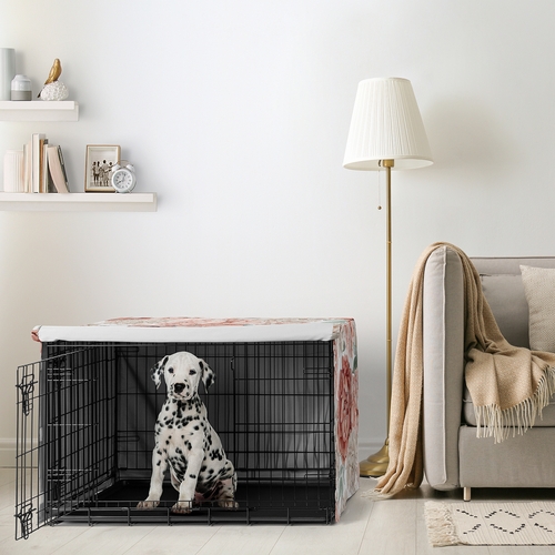 Peony Floral Garden Pink and Ivory Collection Dog Crate Kennel Cover 36in. - alt image 1