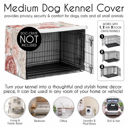 Peony Floral Garden Pink and Ivory Collection Dog Crate Kennel Cover 36in. - alt image 3