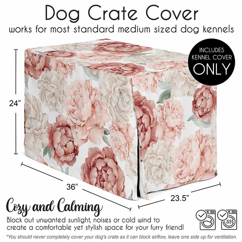 Peony Floral Garden Pink and Ivory Collection Dog Crate Kennel Cover 36in. - alt image 4