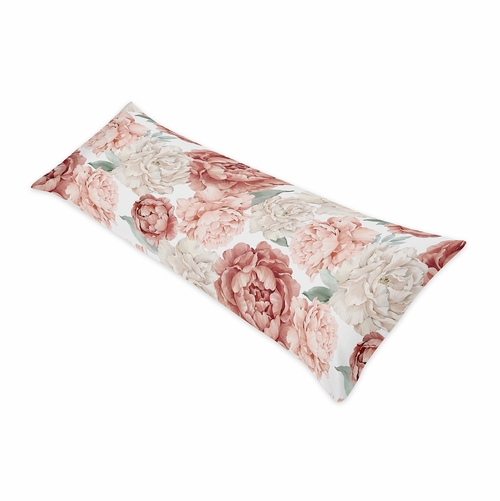 Peony Floral Garden Pink and Ivory Collection Full Length Body Pillow Cover