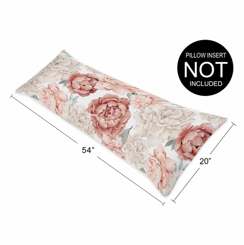 Peony Floral Garden Pink and Ivory Collection Full Length Body Pillow Cover - alt image 4
