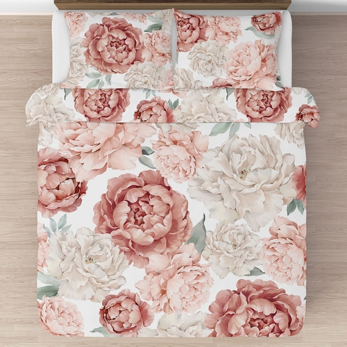 Peony Floral Garden Pink and Ivory Collection Full/Queen Bedding - alt image 2