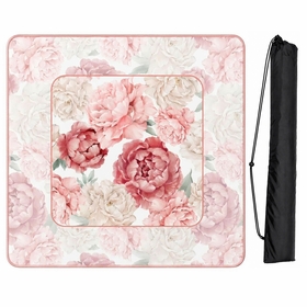 Peony Floral Garden Pink and Ivory Collection Mahjong Mat for Table - Shipped Rolled