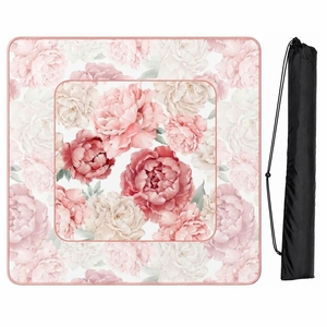 Peony Floral Garden Pink and Ivory Collection Mahjong Mat for Table - Shipped Rolled