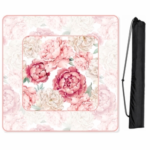 Peony Floral Garden Pink and Ivory Collection Mahjong Mat for Table - Shipped Rolled