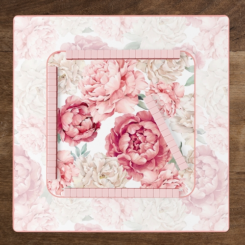 Peony Floral Garden Pink and Ivory Collection Mahjong Mat for Table - Shipped Rolled - alt image 5