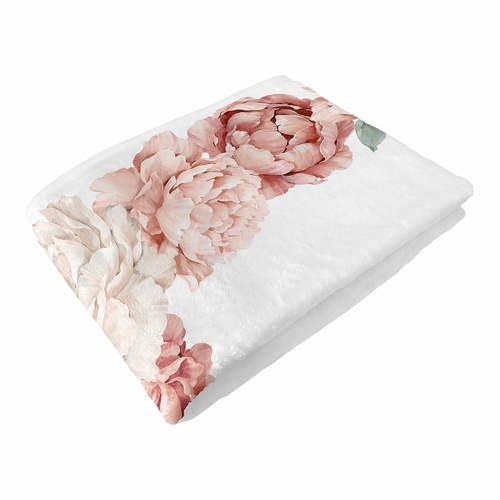 Peony Floral Garden Pink and Ivory Collection Monthly Milestone Baby Blanket - alt image 5