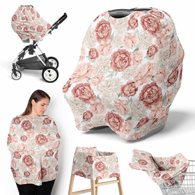 Peony Floral Garden Pink and Ivory Collection Multi Use Baby Car Seat and Nursing Cover