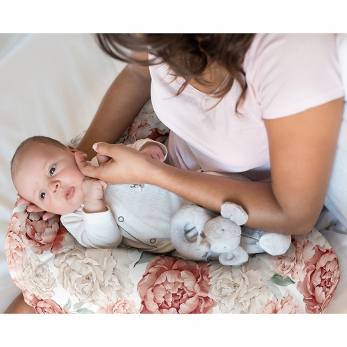 Peony Floral Garden Pink and Ivory Collection Nursing Breastfeeding Pillow Cover - alt image 1