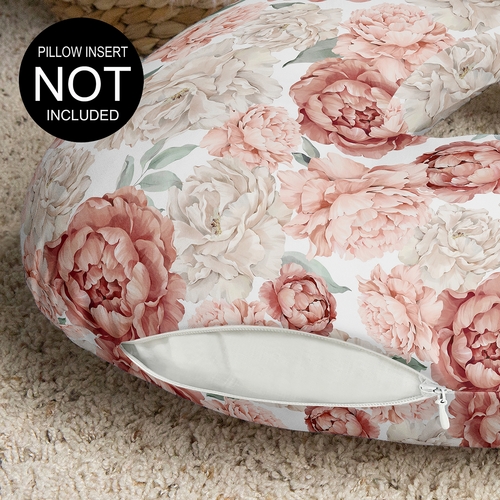 Peony Floral Garden Pink and Ivory Collection Nursing Breastfeeding Pillow Cover - alt image 2