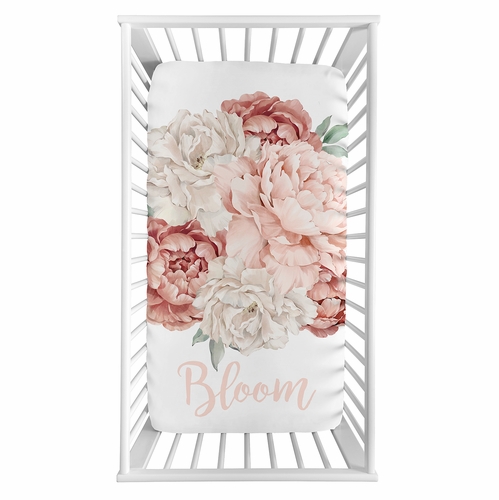 Peony Floral Garden Pink and Ivory Collection Photo Op Crib Sheet - Bloom - alt image 1