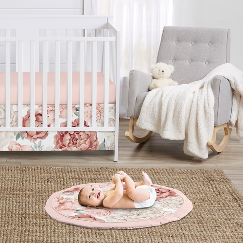 Peony Floral Garden Pink and Ivory Collection Playmat - alt image 1