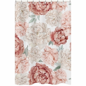 Peony Floral Garden Pink and Ivory Collection Shower Curtain