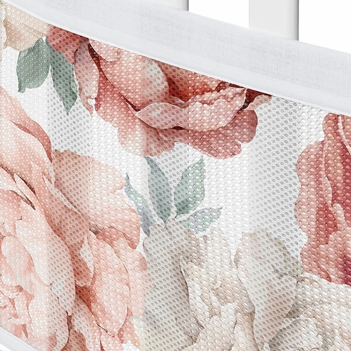Peony Floral Garden Pink and Ivory Collection Sweet Jojo Designs + BreathableBaby Breathable Mesh Crib Liner - alt image 4