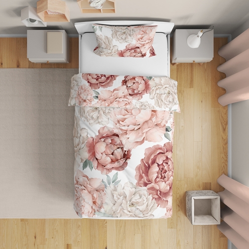 Peony Floral Garden Pink and Ivory Collection Toddler Bedding - alt image 1