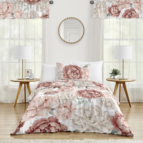 Peony Floral Garden Pink and Ivory Collection Twin Bedding